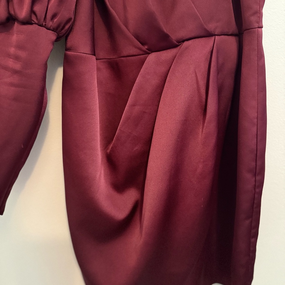 Lavish Alice Burgundy One-Shoulder Dress - Picture 4 of 7